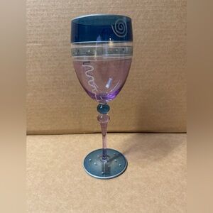 Pier 1 Imports Romanian Harlequin Festive Wine Glass Goblet